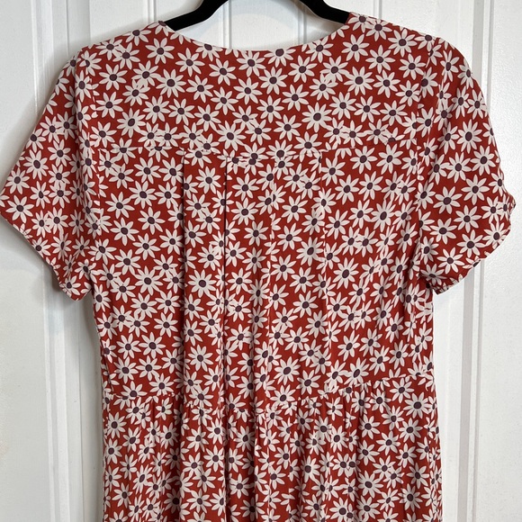 Madewell Rust Red/White Floral Women's Midi Dress. Size Small. - Picture 8 of 14